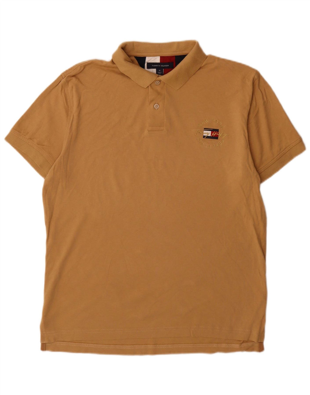 Camisa polo masculina Tommy Hilfiger Regular Fit algodão marrom médio