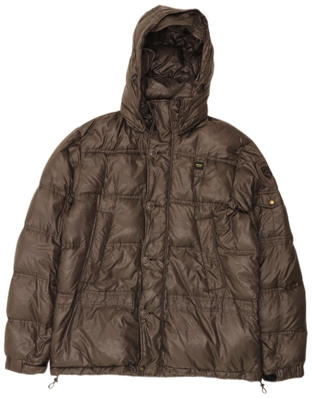 Jaqueta masculina acolchoada com capuz Blauer UK 46 3XL poliamida marrom