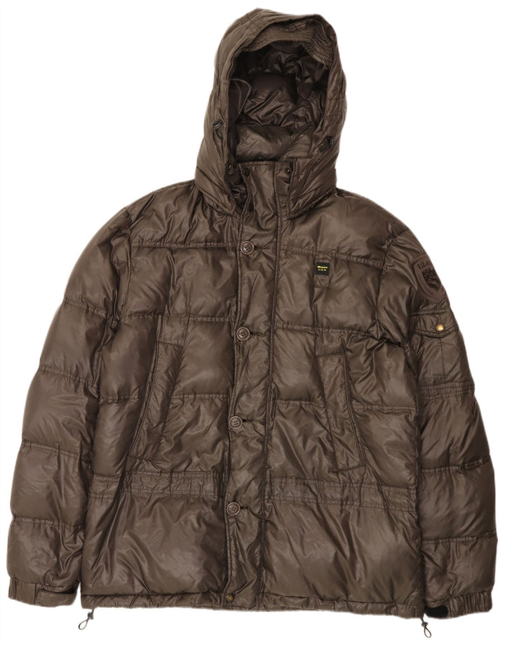 Jaqueta masculina acolchoada com capuz Blauer UK 46 3XL poliamida marrom