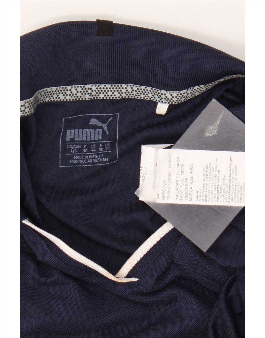 Camisa polo feminina Puma UK 14 grande poliéster azul marinho
