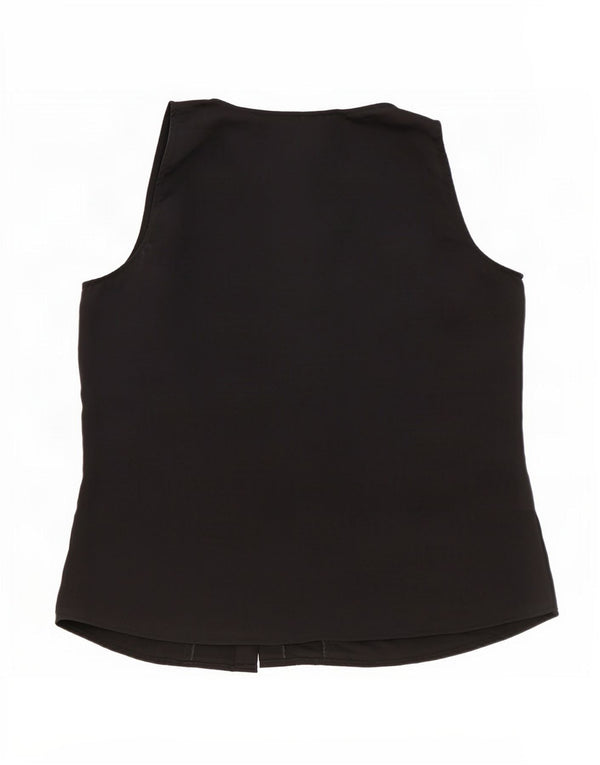 Blusa feminina sem mangas Ralph Lauren Reino Unido 16 grande poliéster preto
