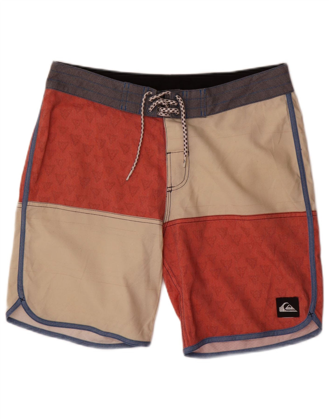 Quiksilver Calções de banho masculinos poliéster colorblock vermelho médio