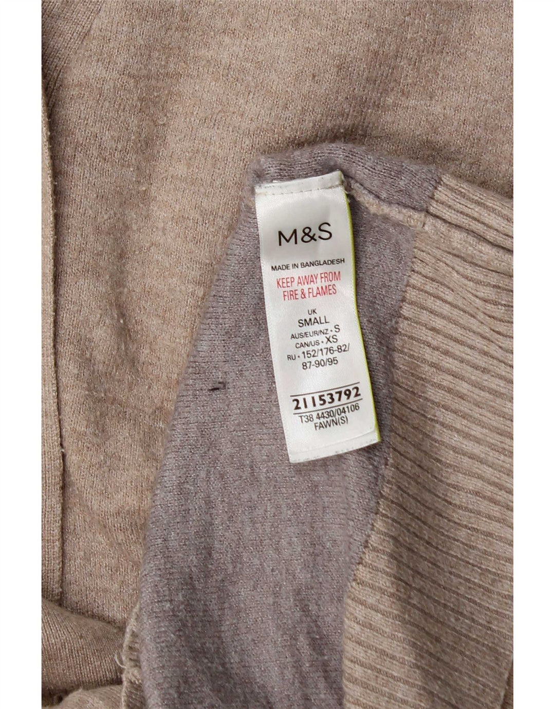 Suéter cardigã feminino grande Marks & Spencer Reino Unido 10 pequeno bege viscose