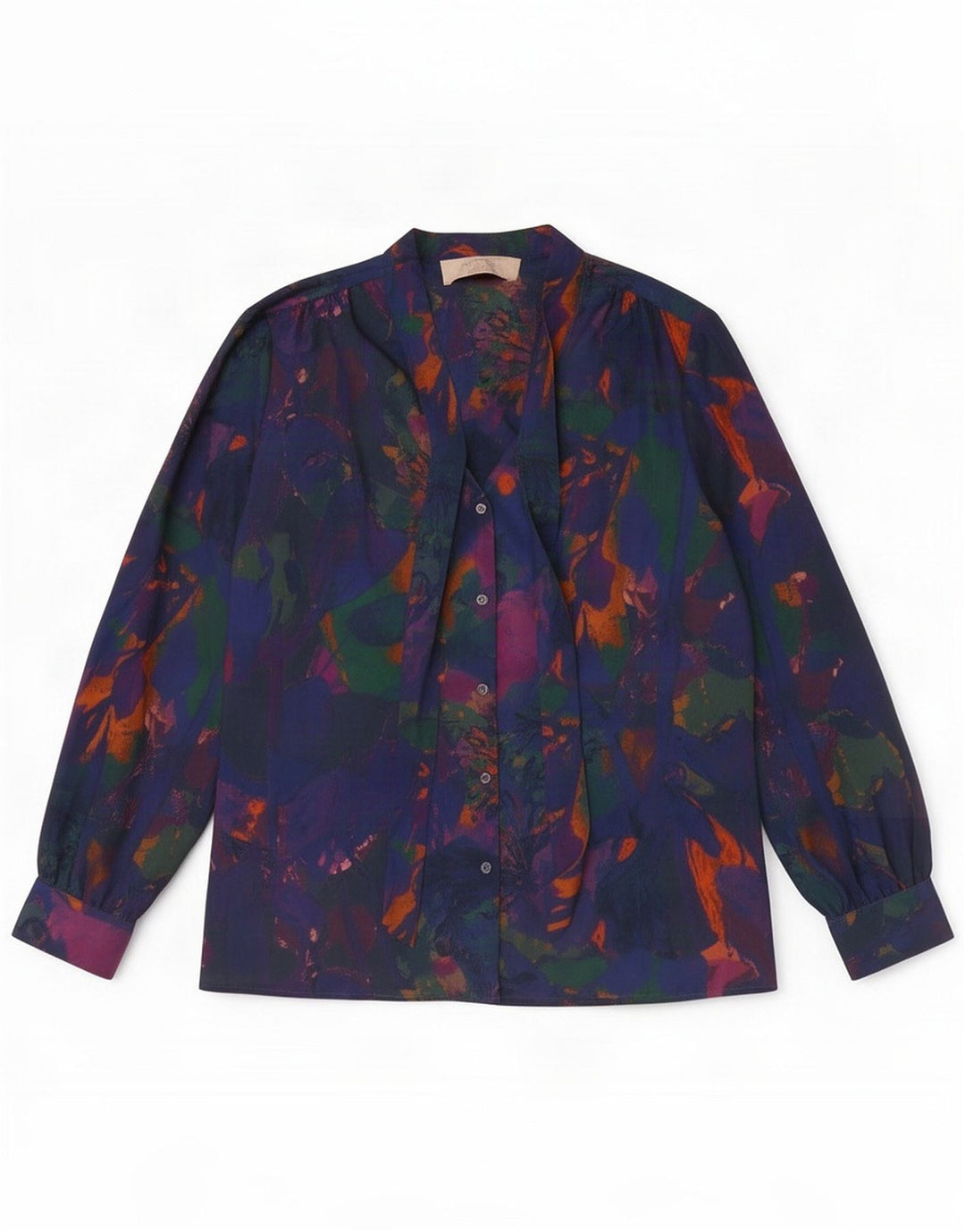 Paul Costelloe blusa feminina com estampa abstrata UK 12 azul marinho médio