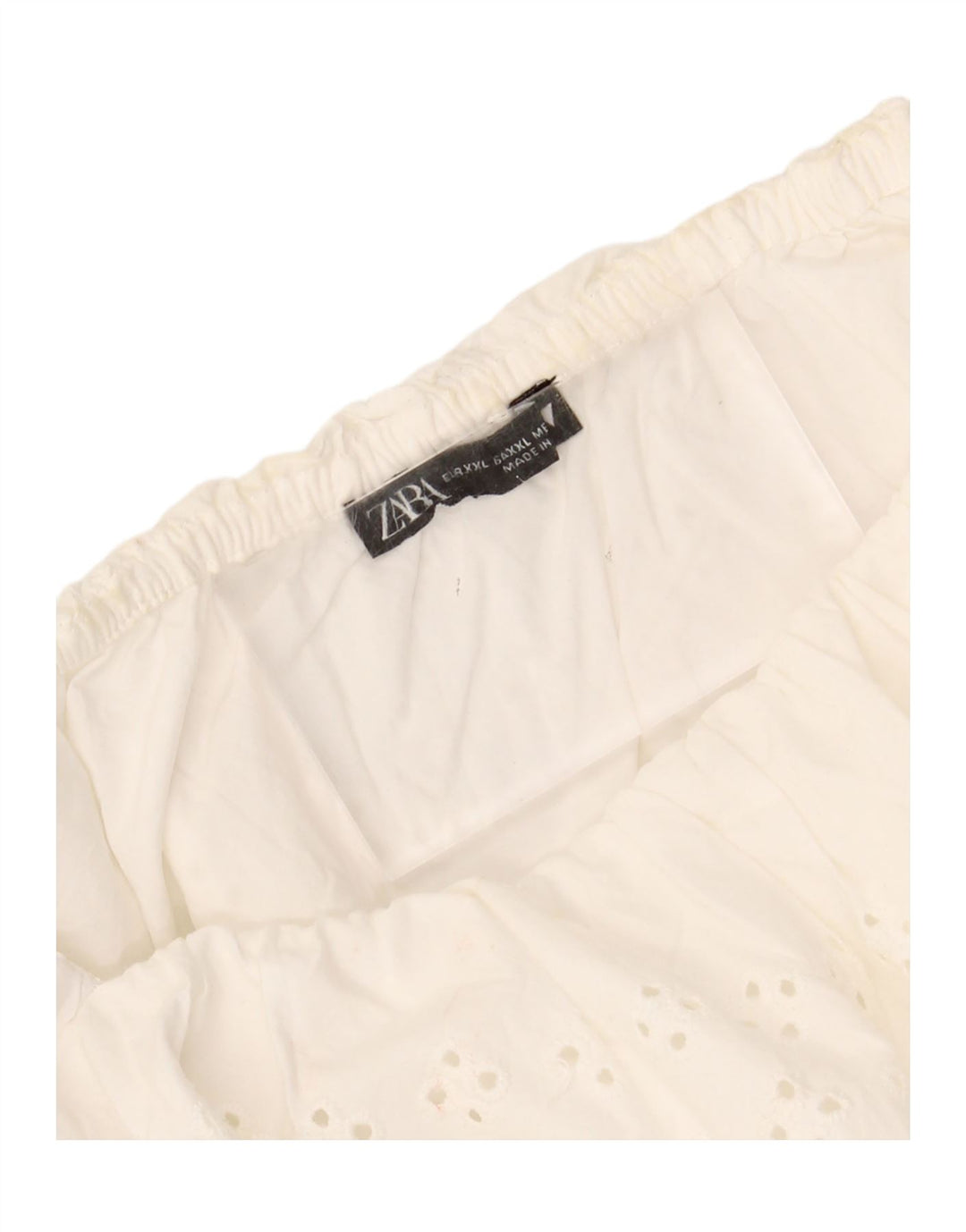 ZARA Womens Crop Blouse Top UK 20 2XL White Cotton Vintage Zara and Second-Hand Zara from Messina Hembry 