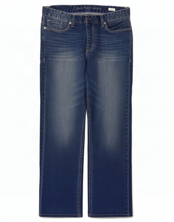 Calça jeans reta masculina Calvin Klein W32 L28 algodão azul