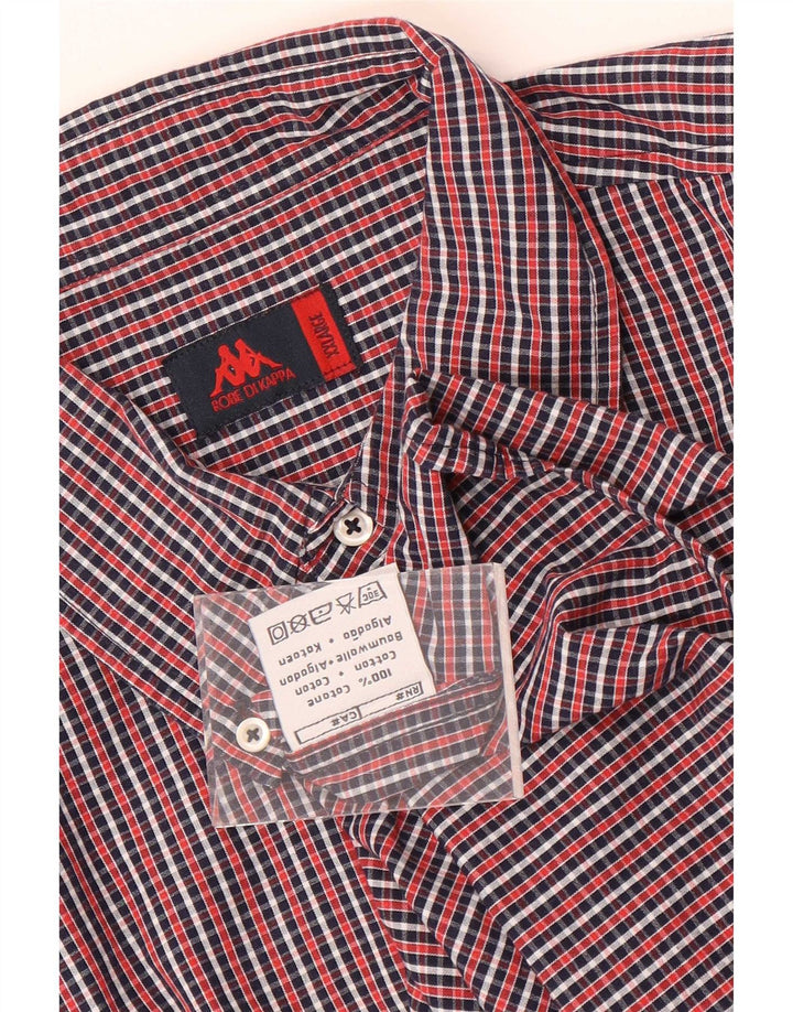 Camisa masculina de manga curta Kappa 2XL algodão xadrez vermelho
