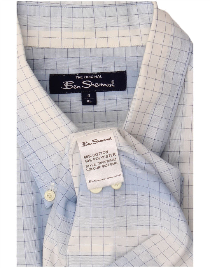 Camisa masculina de manga curta Ben Sherman 4XL algodão guingão azul