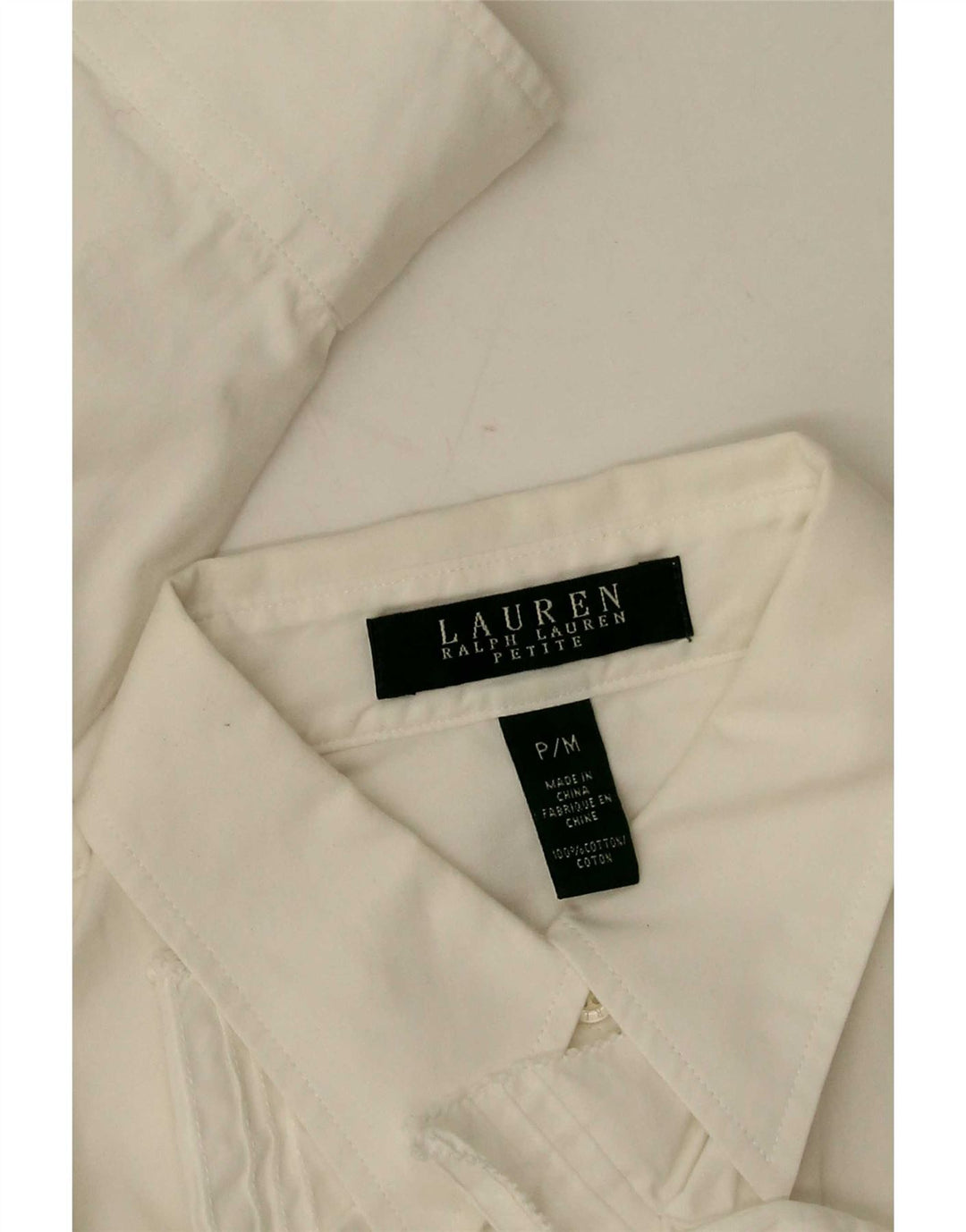 Ralph Lauren Camisa Feminina Petite Manga Longa Reino Unido 14 Médio Branco