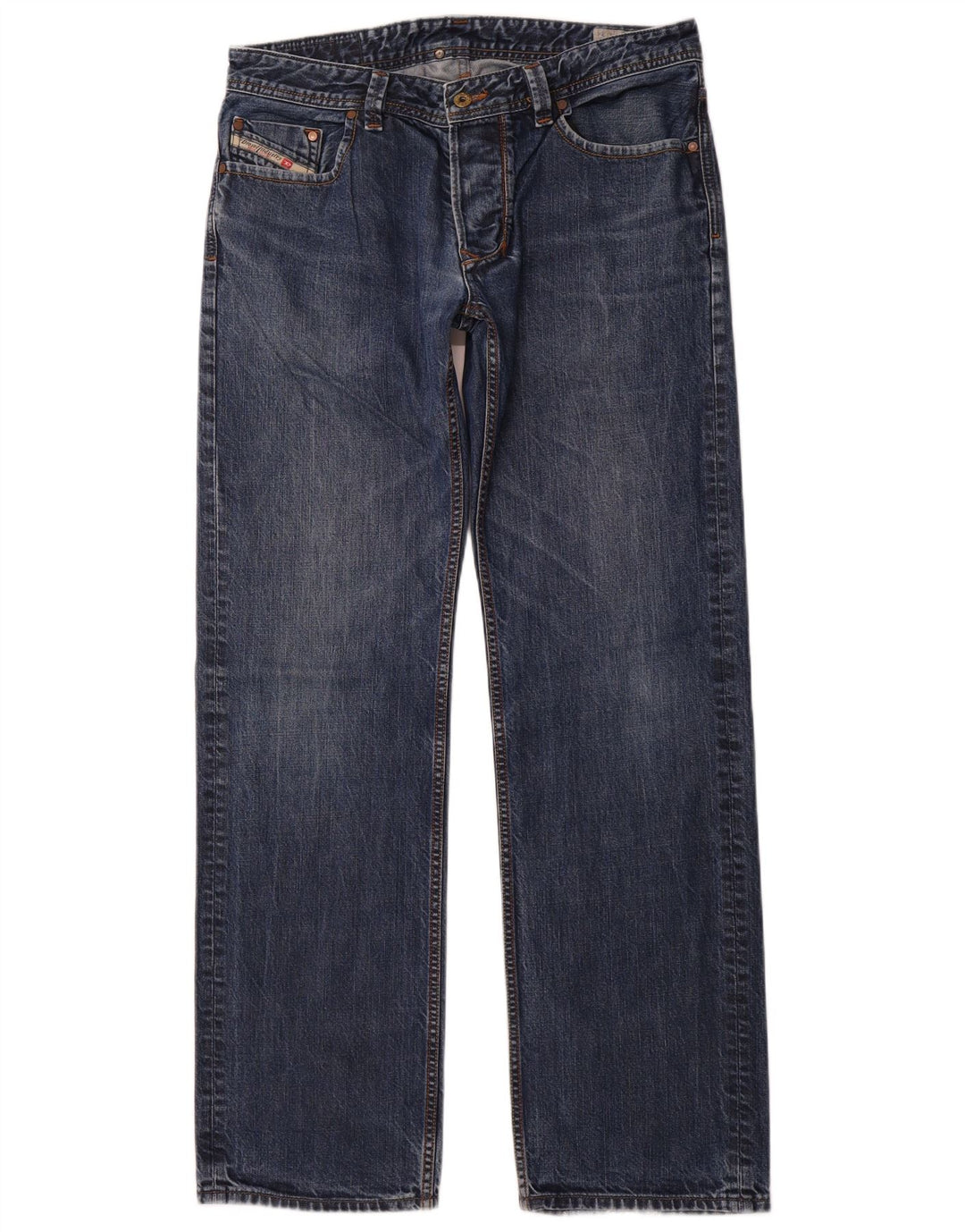 DIESEL Masculino Larkee Straight Jeans W34 L34 Azul Algodão