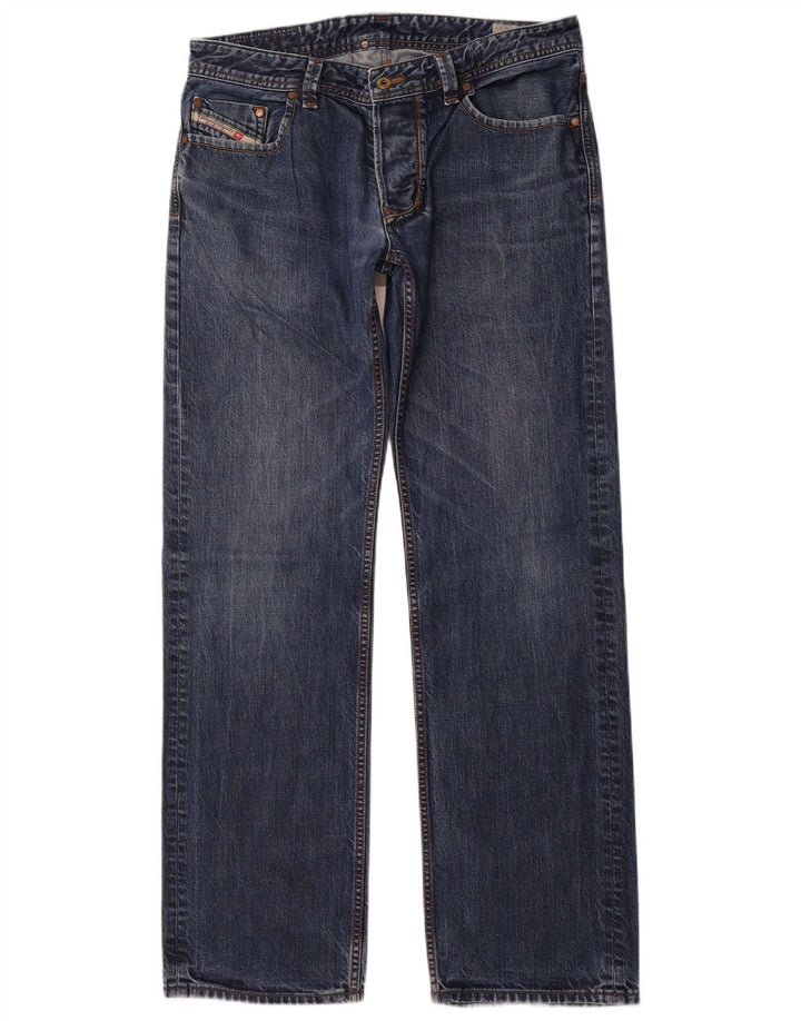 DIESEL Masculino Larkee Straight Jeans W34 L34 Azul Algodão