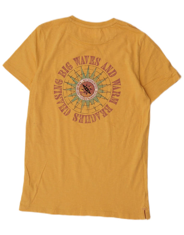 Camiseta gráfica masculina Fat Face Top pequeno algodão amarelo