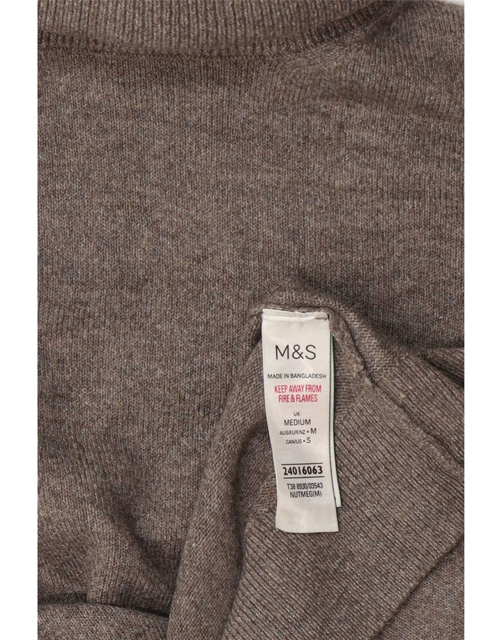 Suéter feminino Marks & Spencer com gola redonda Reino Unido 14 poliéster cinza médio