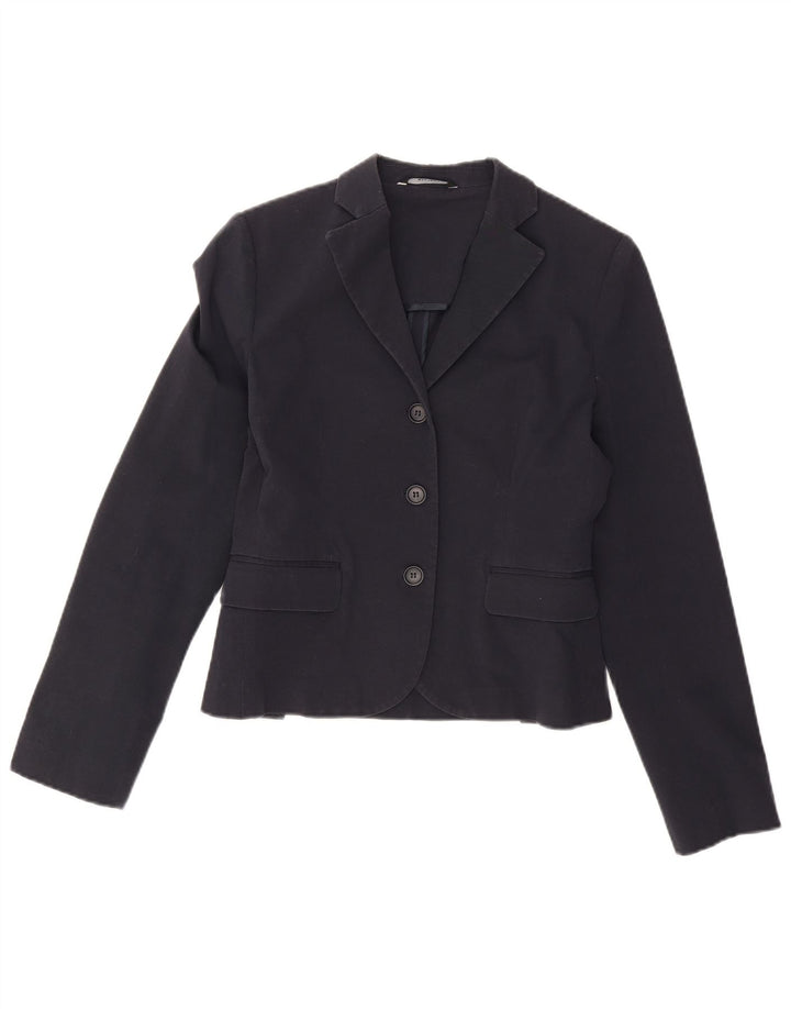Jaqueta blazer feminina Stefanel crop 3 botões EU 38 algodão azul marinho médio