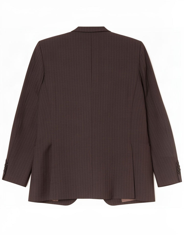Trussardi Jaqueta blazer masculina de 3 botões IT 52 XL lã virgem listrada cinza