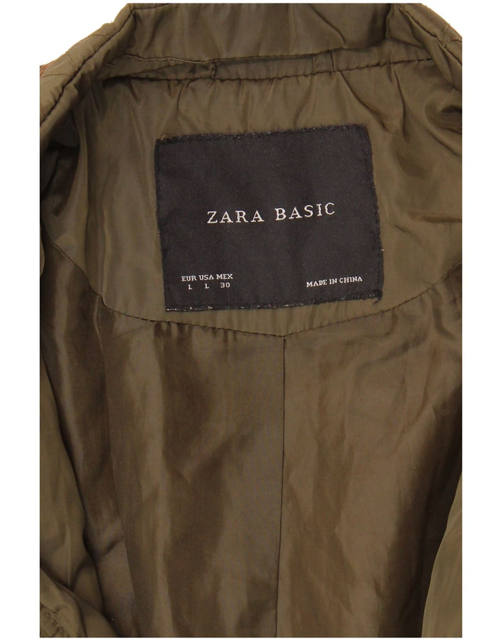 Jaqueta militar acolchoada feminina Zara Reino Unido 16 grande cáqui