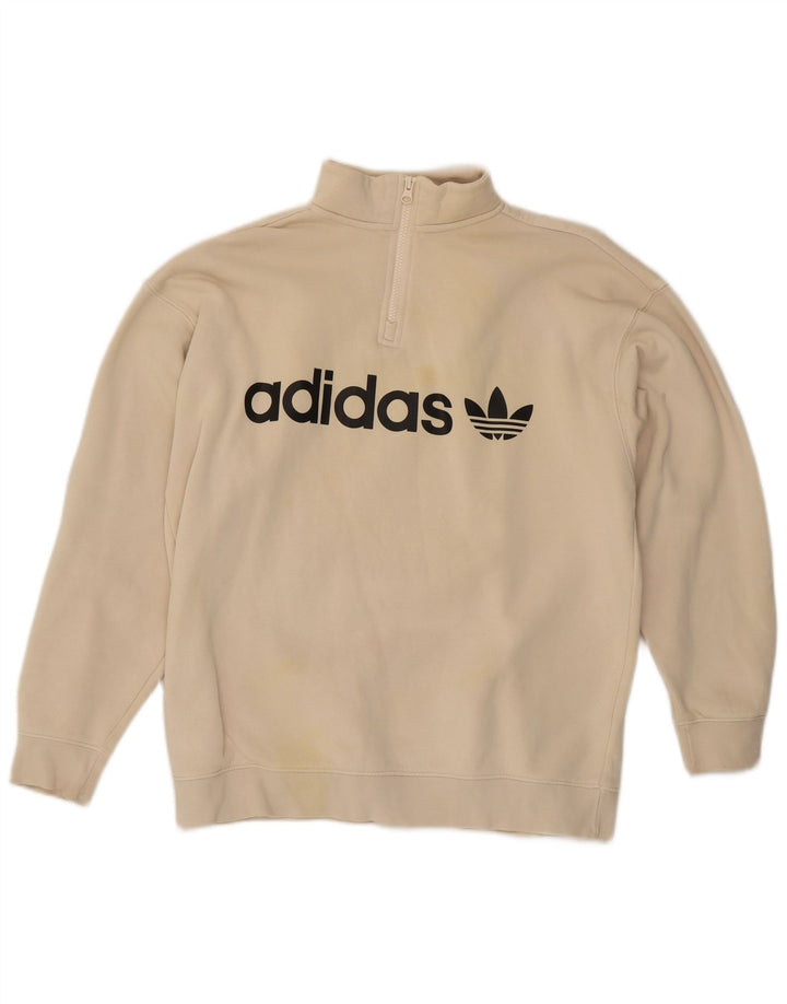 Adidas feminino oversized gráfico moletom jumper reino unido 12 médio bege