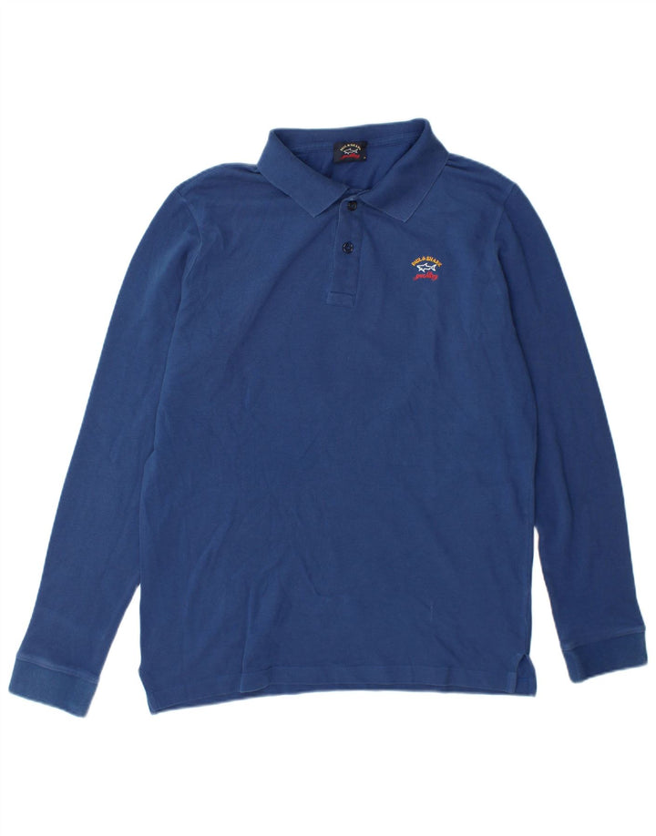 Camisa polo masculina de manga comprida Paul & Shark Yachting azul médio