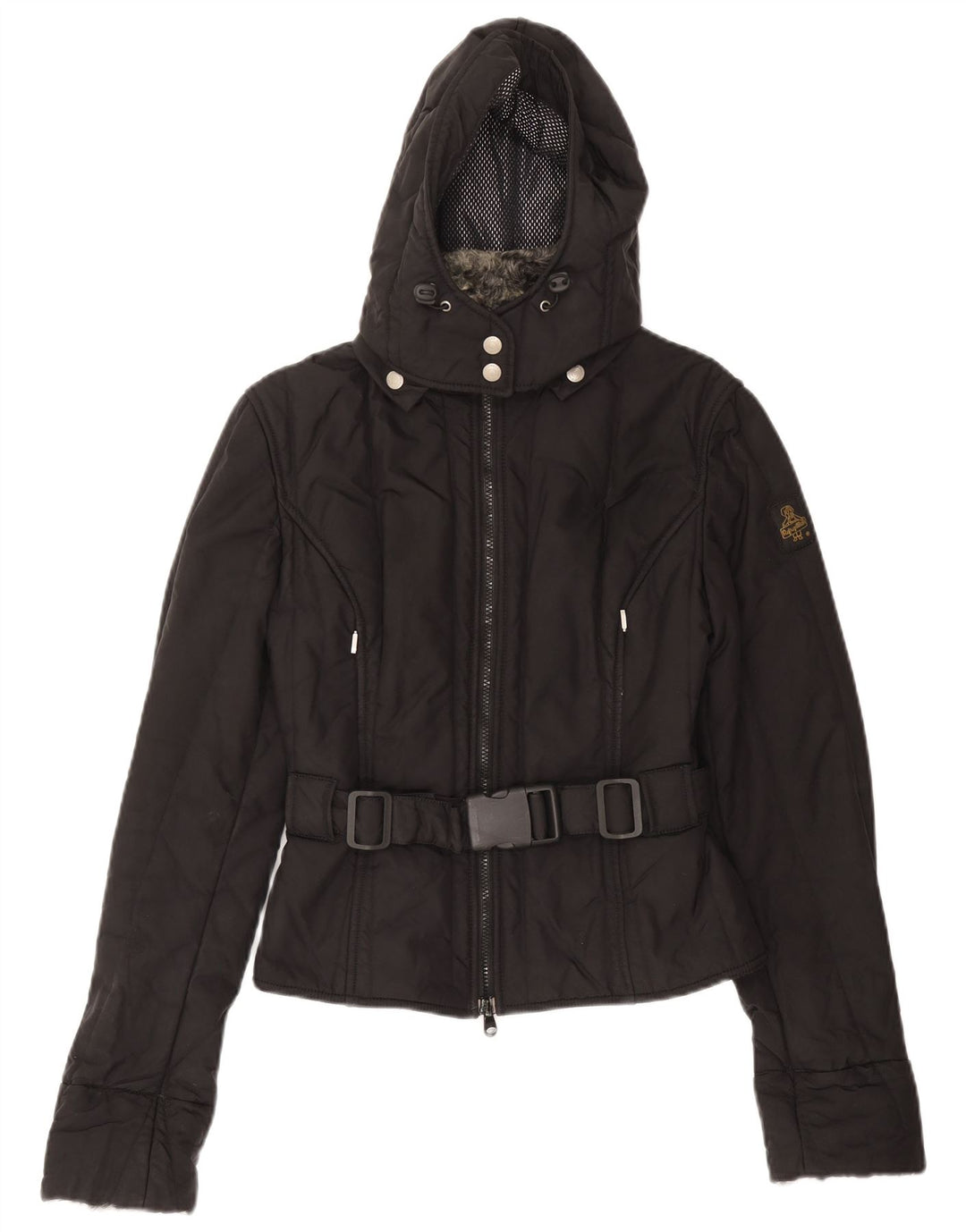 Jaqueta corta-vento feminina Refrigiwear Cruz com capuz Reino Unido 12 médio preto