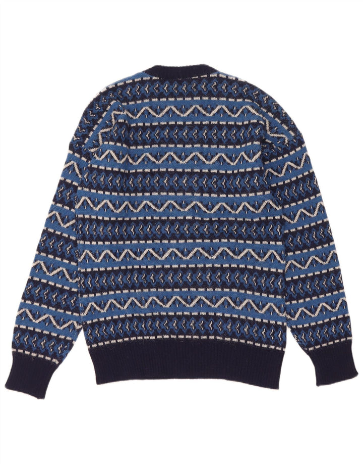 Suéter masculino Silvy com gola redonda IT 46 Lã de alpaca geométrica azul pequena