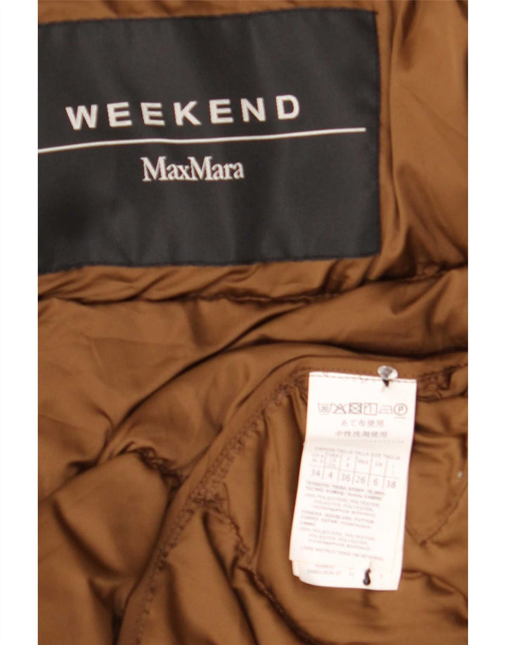 Jaqueta acolchoada superdimensionada para fim de semana feminino Max Mara Reino Unido 6 XS marrom poliéster