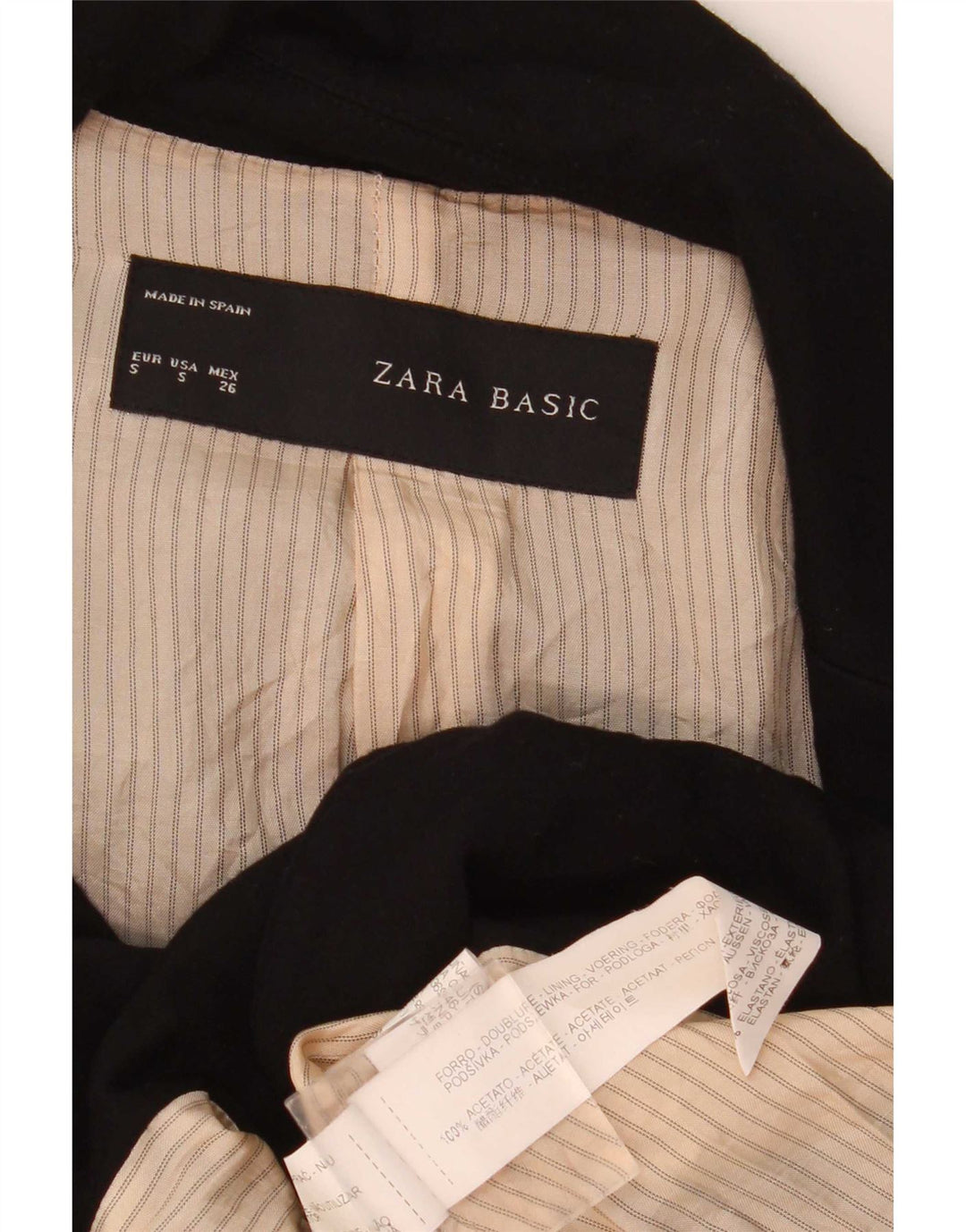 Jaqueta blazer feminina Zara com 1 botão Reino Unido 10 pequeno acetato preto