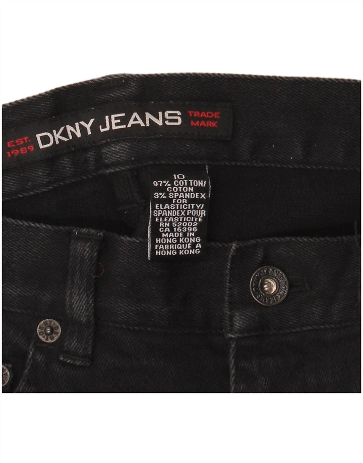Calça jeans feminina DKNY Bootcut US 10 grande W30 L30 algodão preto