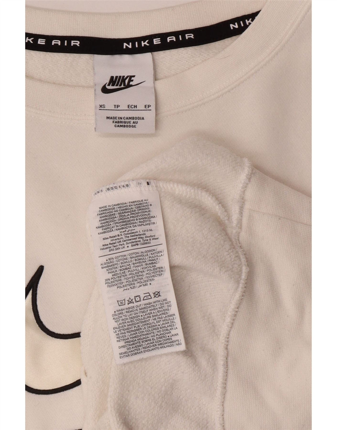 NIKE Masculino Loose Fit Graphic Moletom Jumper XS Algodão Branco