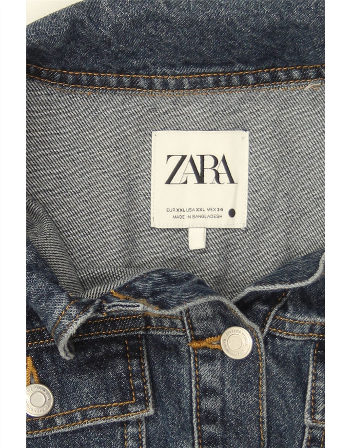 Vestido jeans feminino de manga comprida Zara UK 20 2XL azul