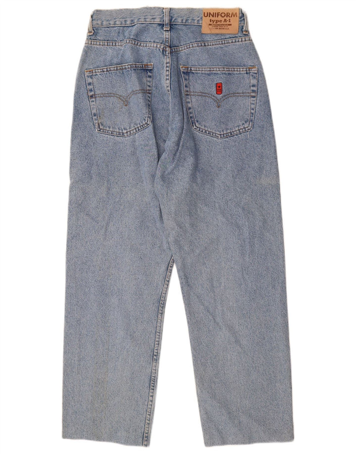 Jeans cônicos masculinos uniformes W32 L28 algodão azul