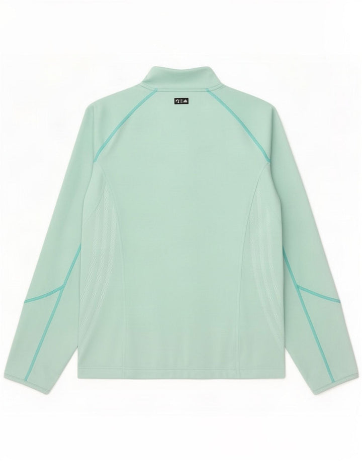 Adidas Womens Tracksuit Top Jacket UK 14 Médio Turquesa Poliéster