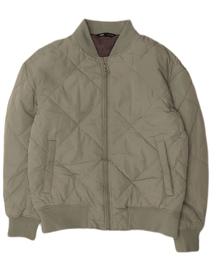 Jaqueta acolchoada masculina Zara UK 40 grande poliéster verde