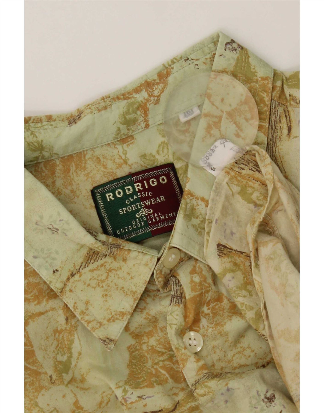 Camisa masculina Rodrigo Abstract Padrão manga curta tamanho 42 grande algodão verde