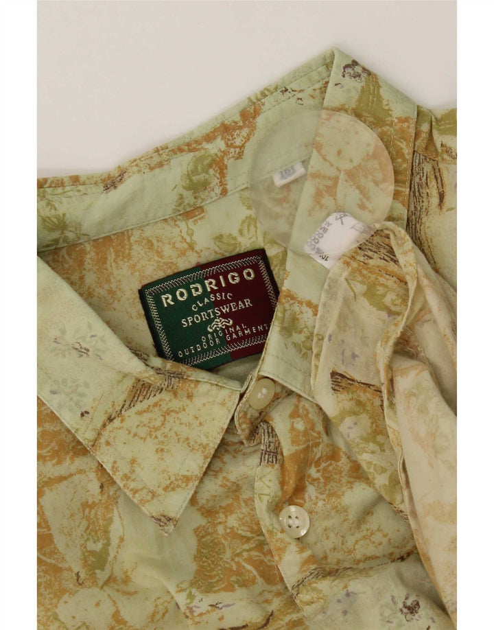Camisa masculina Rodrigo Abstract Padrão manga curta tamanho 42 grande algodão verde