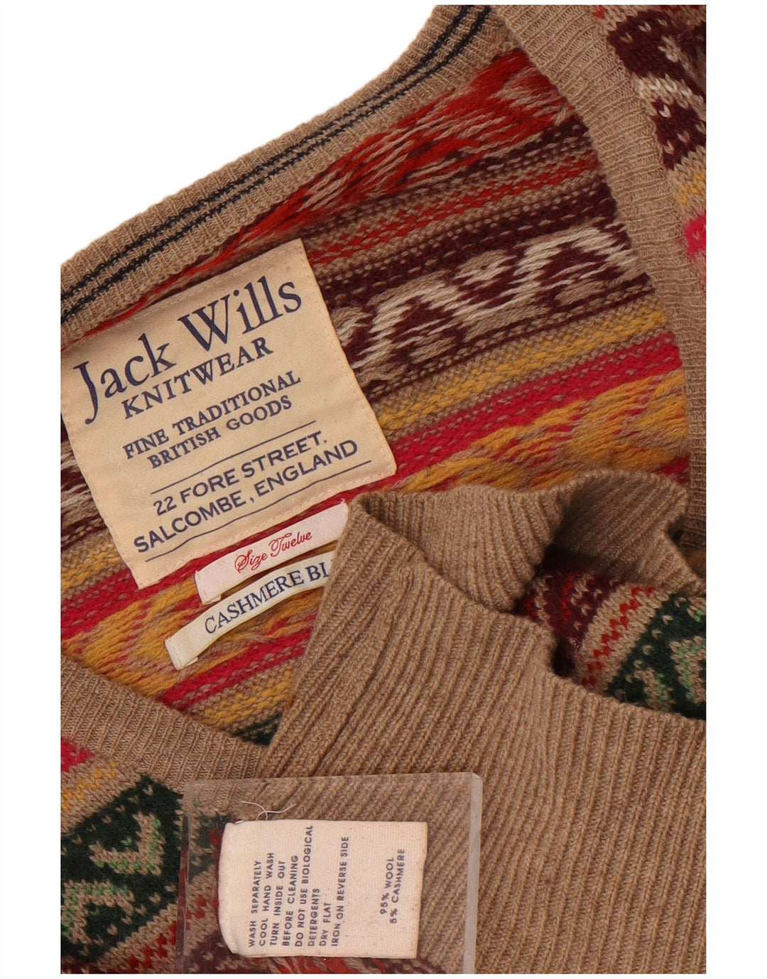 Suéter feminino Jack Wills com decote em V Reino Unido 12 médio multicolorido