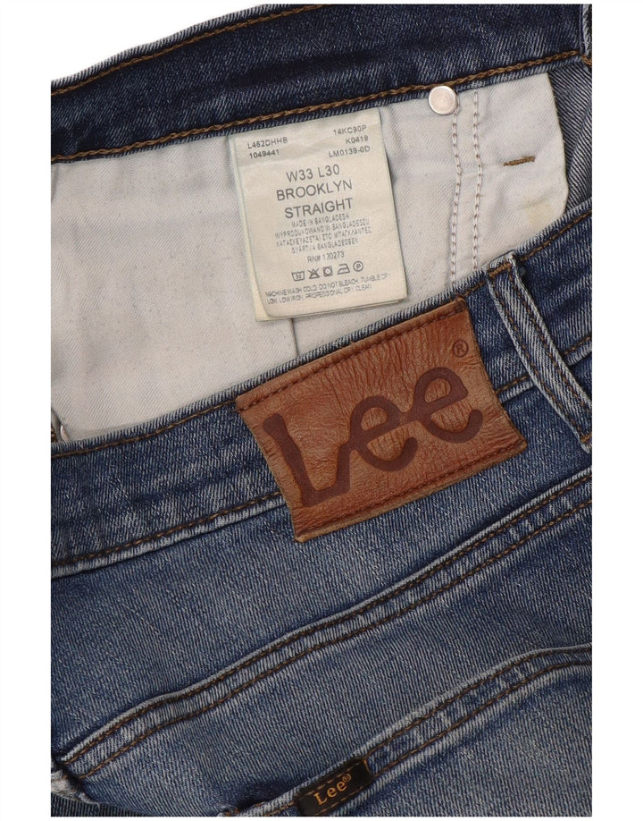 Lee Mens Brooklyn Straight Jeans W33 L30 Azul Algodão