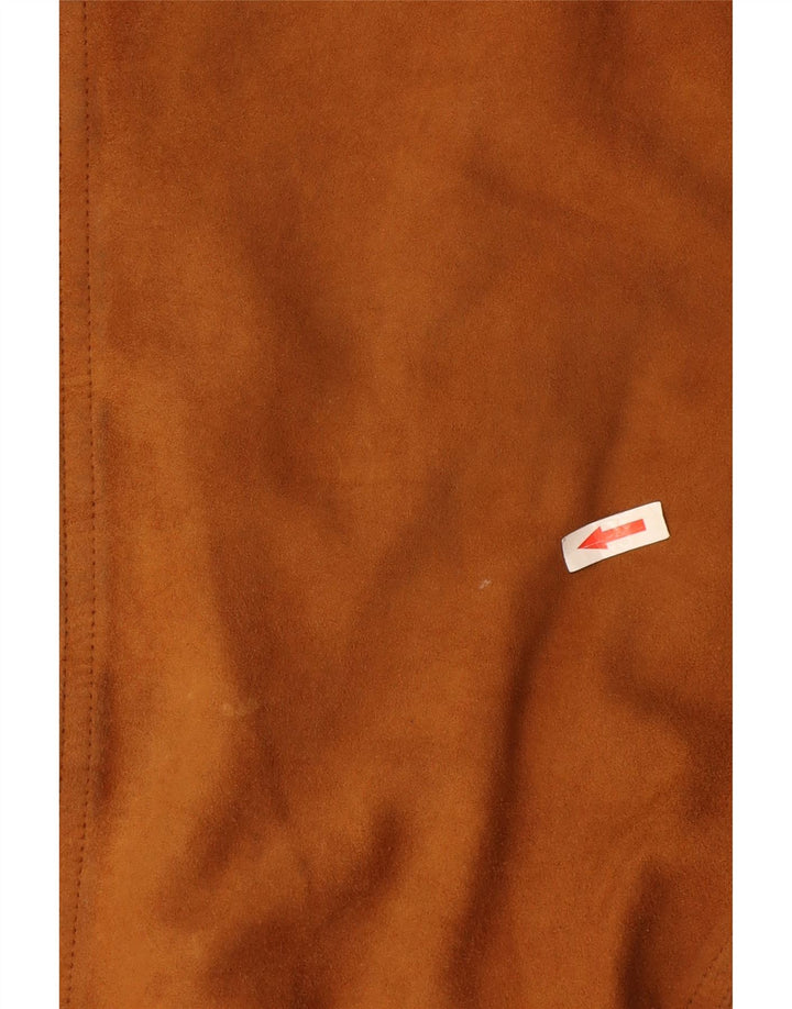 Jaqueta bomber masculina vintage de camurça IT 48 couro marrom médio