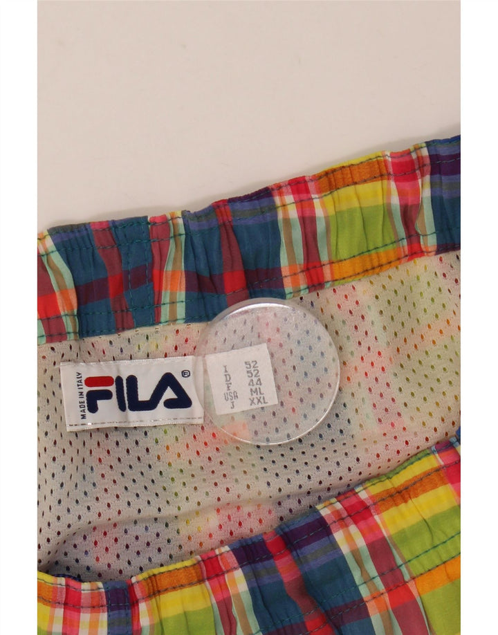 Shorts de banho masculino Fila IT 52 grande xadrez multicolorido