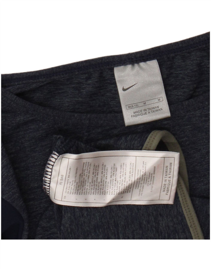 Top Nike feminino manga 3/4 10-11 anos médio azul marinho colorblock nylon