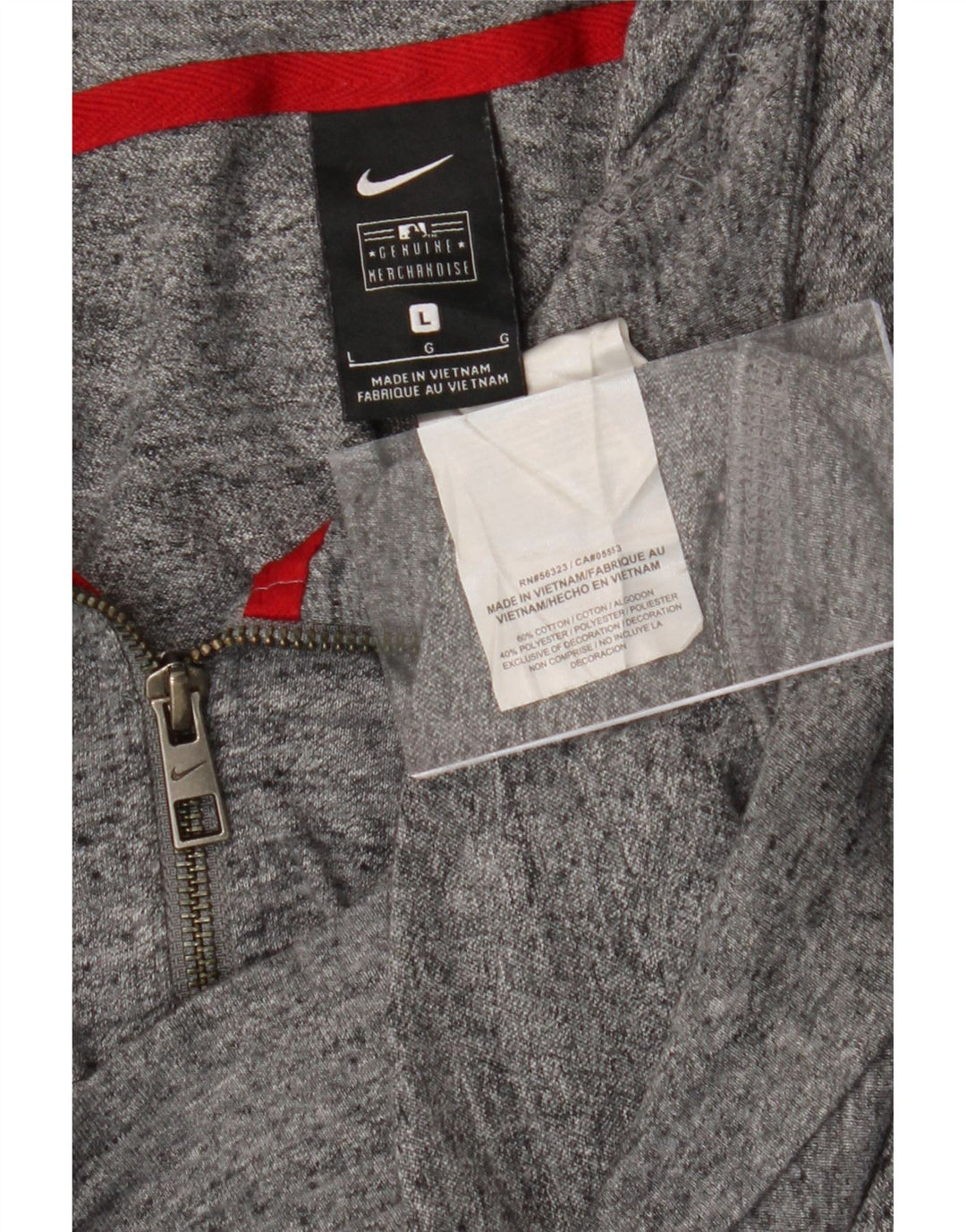 NIKE Womens Graphic Zip Hoodie Sweater UK 16 Large Grey Cotton Vintage Nike and Second-Hand Nike from Messina Hembry 