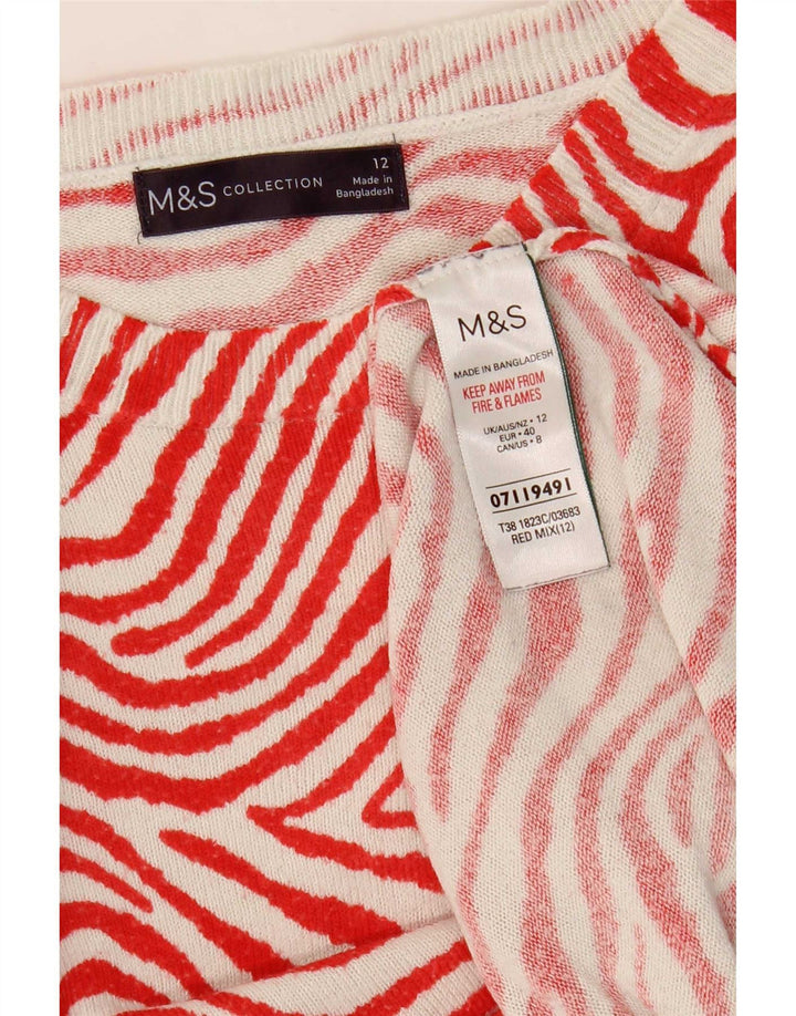 Suéter feminino Marks & Spencer com gola redonda Reino Unido 12 médio vermelho