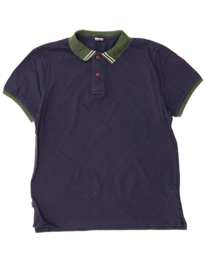 Camisa pólo masculina Blauer grande algodão colorblock azul marinho