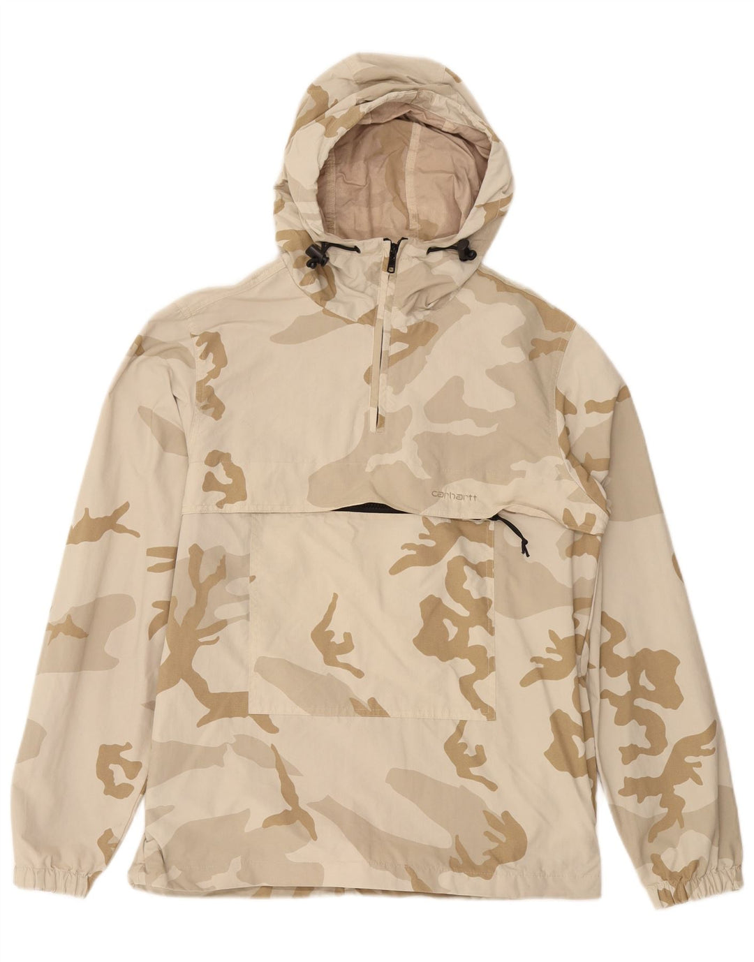 Jaqueta anorak masculina com capuz CARHARTT UK 38 médio bege camuflagem nylon