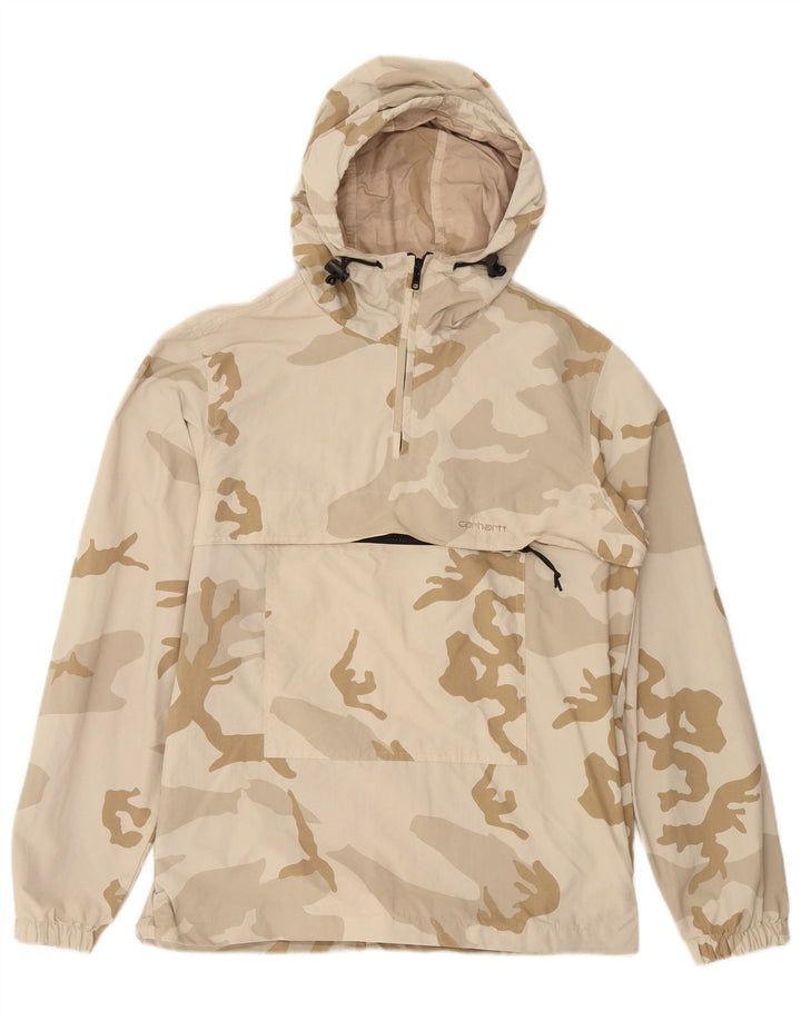 Jaqueta anorak masculina com capuz CARHARTT UK 38 médio bege camuflagem nylon
