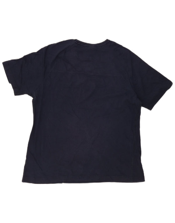 Camiseta masculina Nike Top UK 42/44 grande azul marinho colorblock algodão