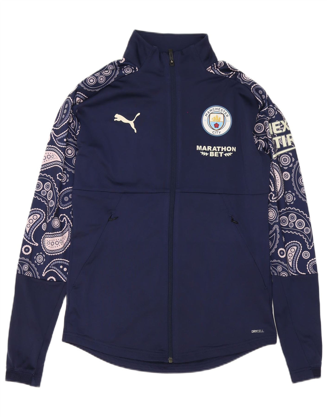 Puma Mens Graphic Tracksuit Top Jaqueta Pequena Azul Marinho Paisley Poliéster