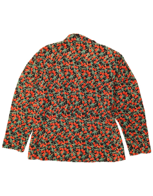 Blusa feminina vintage UK 16 grande floral multicolorida