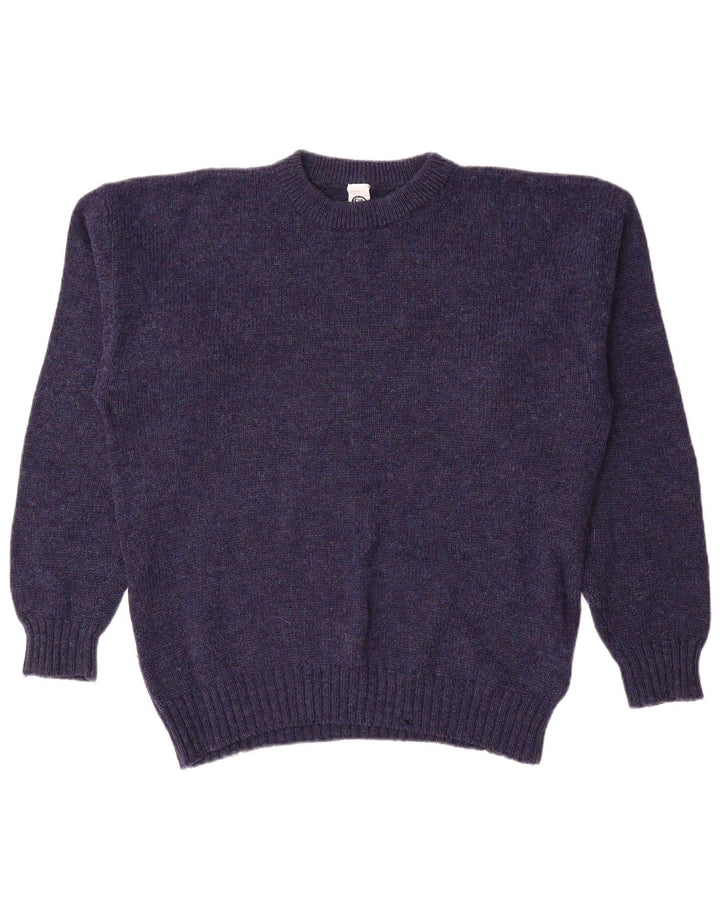 Suéter masculino C&A com gola redonda, lã azul marinho médio