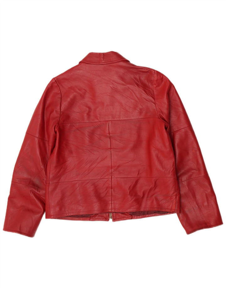 Jaqueta de couro feminina vintage IT 44 couro vermelho médio