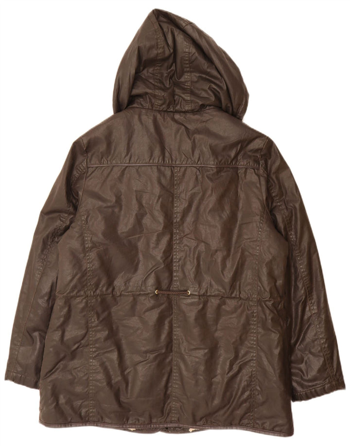 Casaco corta-vento feminino com capuz grande Marks & Spencer Reino Unido 16 grande marrom